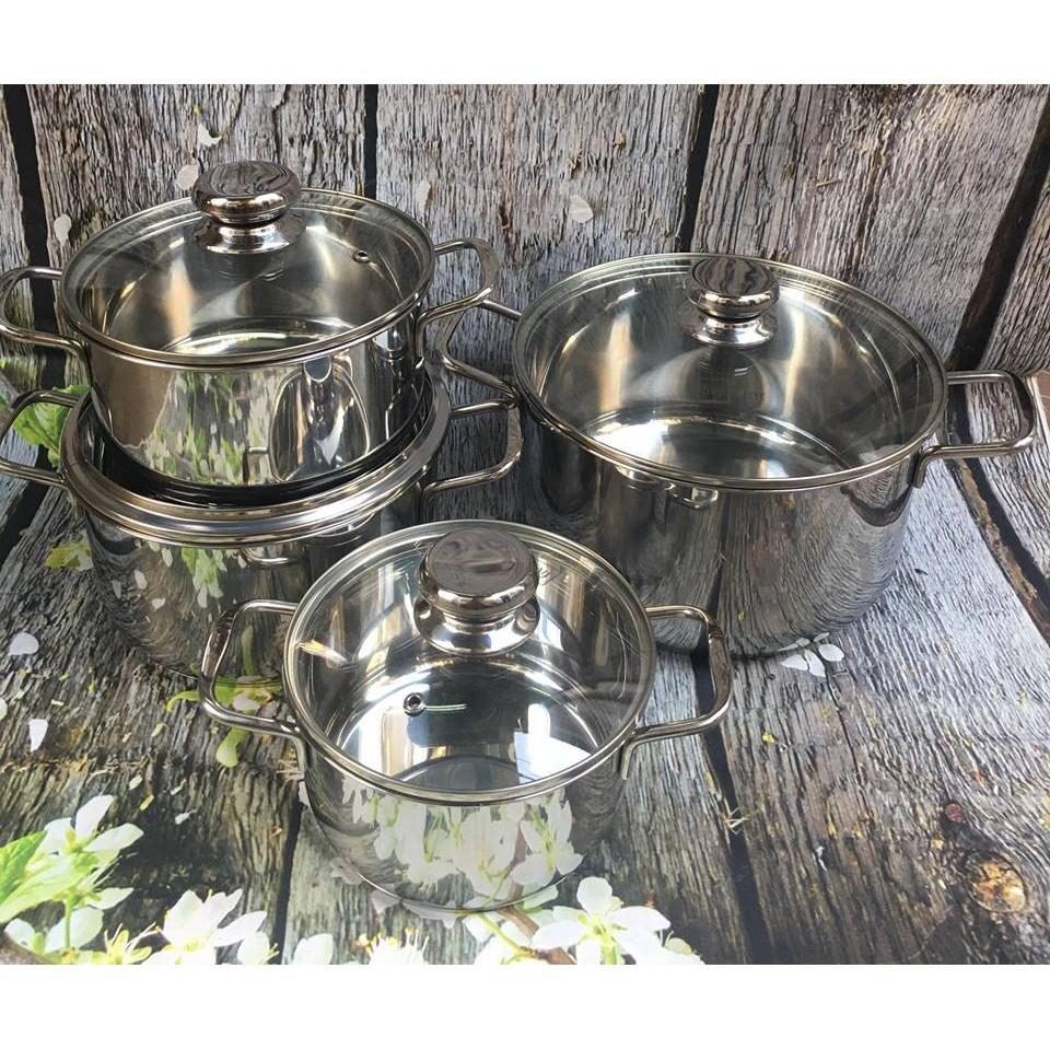 Bộ nồi Fivestar 4 chiếc vung kính đáy 3 lớp