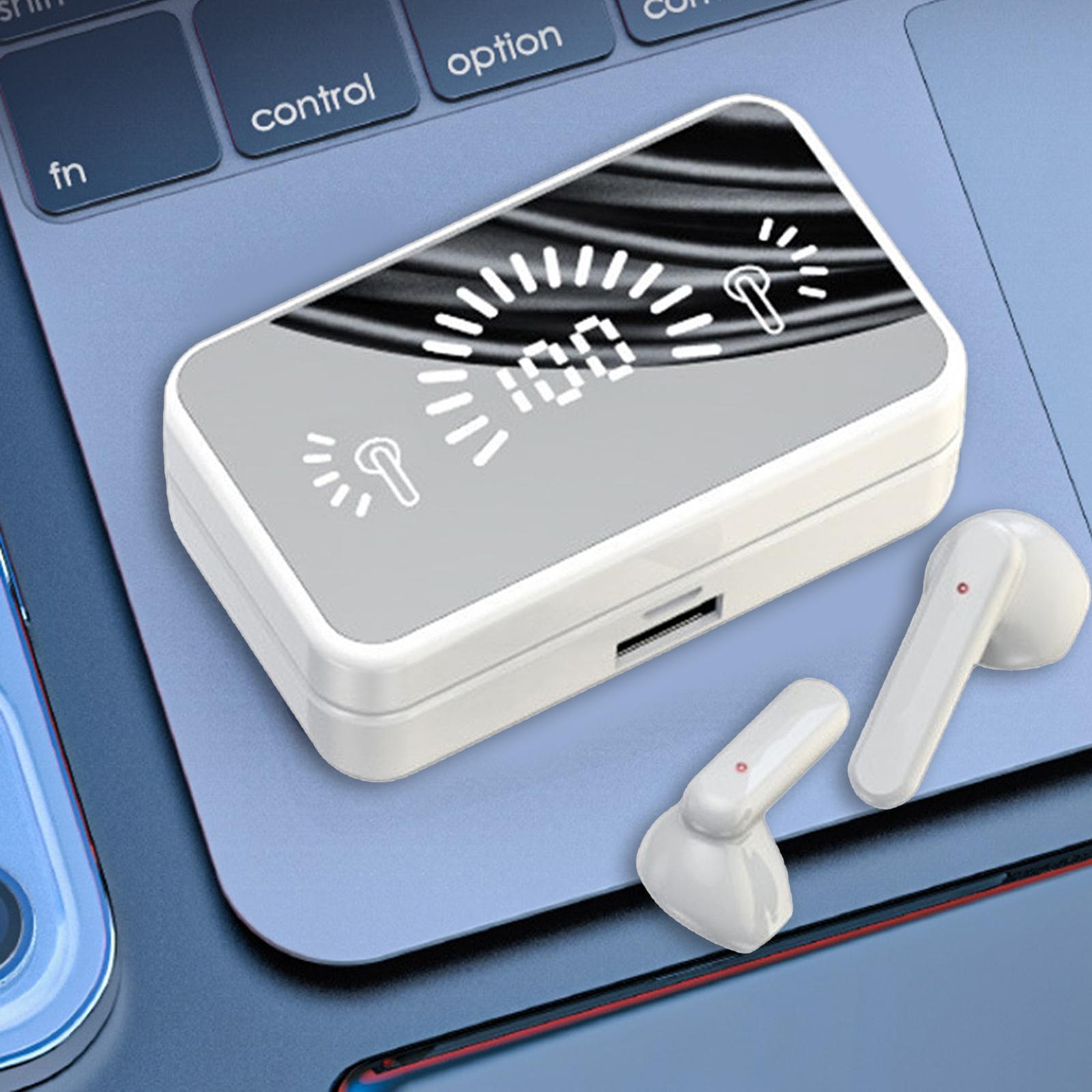 Wireless Earbuds HiFi LED Display Mirror Sports Running Cycling Black