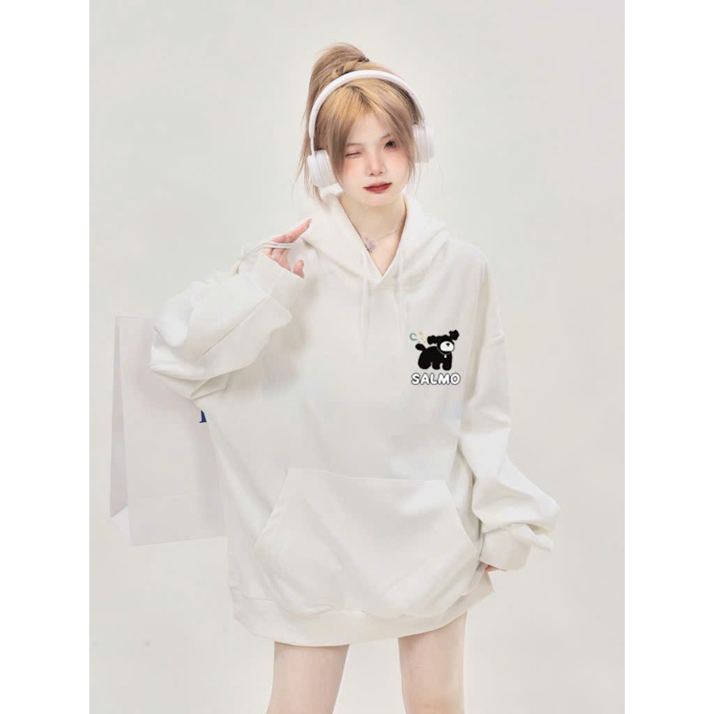 Áo hoodie zip dáng rộng in họa tiết cún con thời trang hàn quốc mới Thời Trang Hàn Quốc Mới Cho Nam Nữ áo khoác nữ hoodie local brand Dáng Rộng, áo khoác chống nắng cặp đôi mủ to có nón rộng