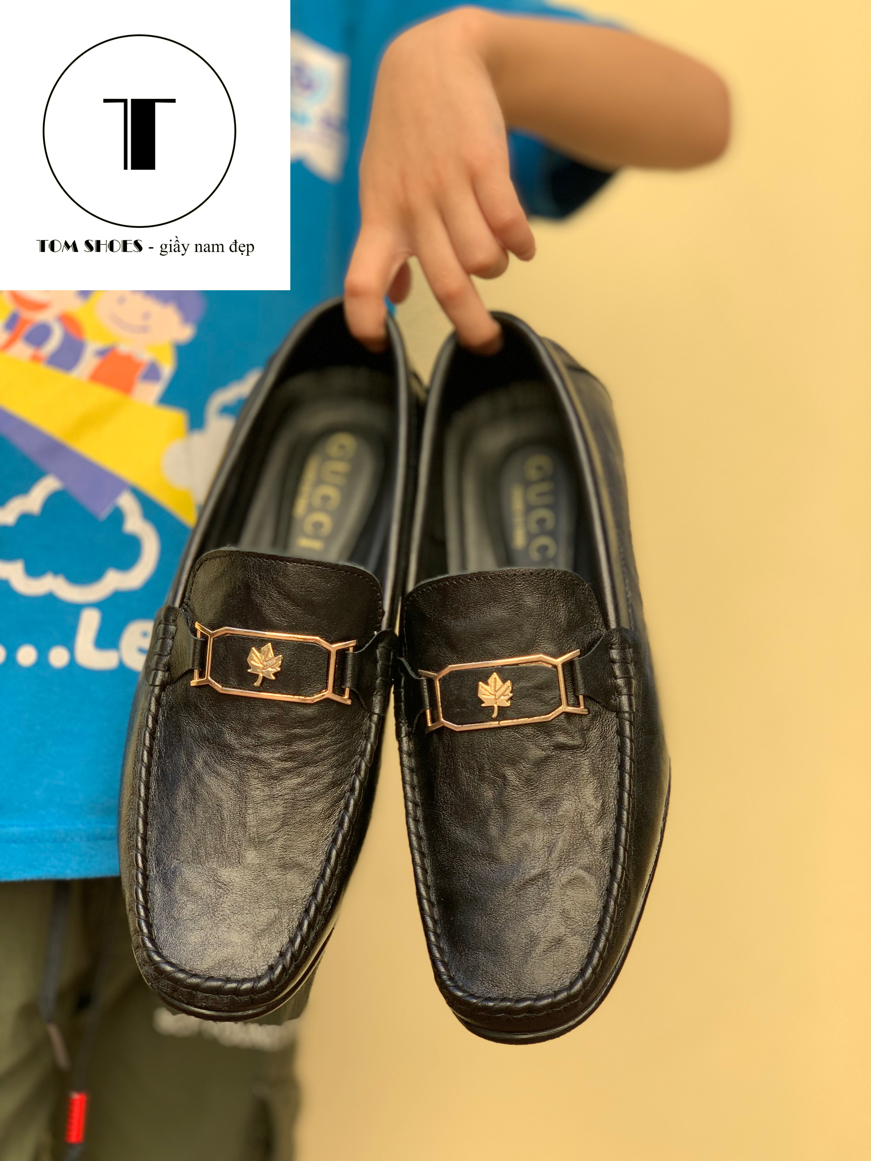 Giầy mọi lười nam da bò Tomshoes, cam kết da thật 100