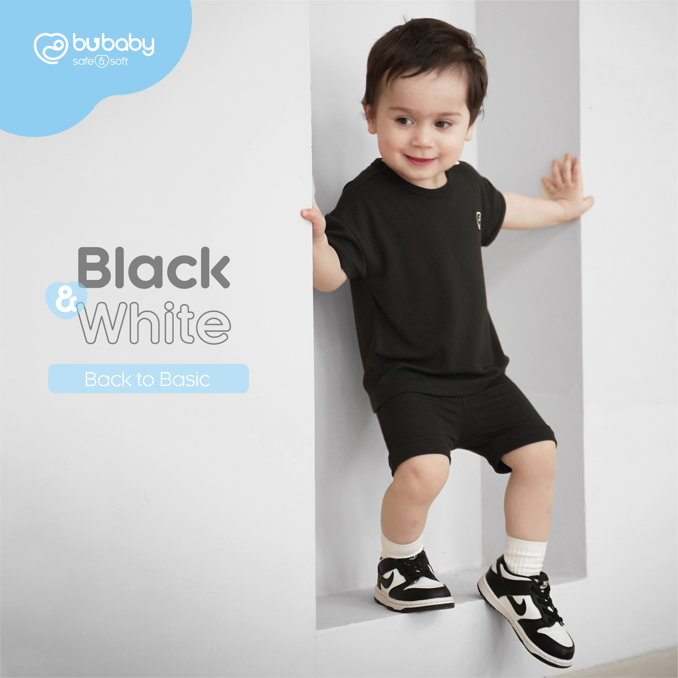 Quần legging đùi - Black &amp; White BU Baby