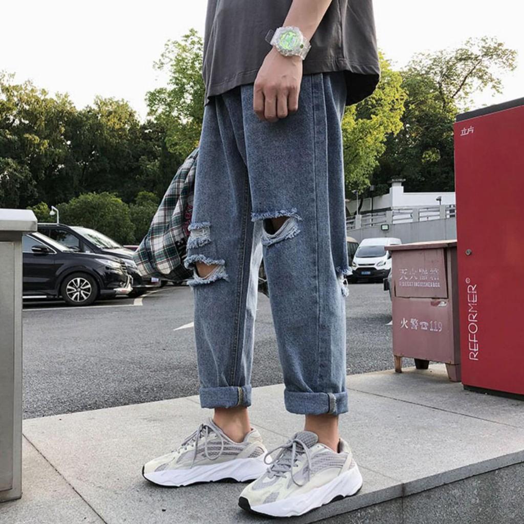 Quần Jean Nam QUẢNG CHÂU Phong Boutique Quần Baggy 03 ️ UNISEX Cao Cấp - Jean rách trước sau
