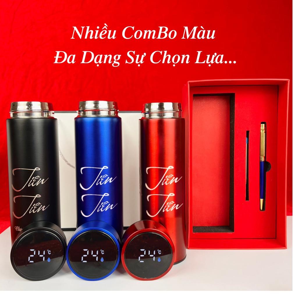 COMBO Bút Ký Tên + Bình Giữ Nhiệt 450ml Khắc Chữ Theo Yêu Cầu - Quà Tặng Cho Sếp, Đồng Nghiệp, Thầy Cô