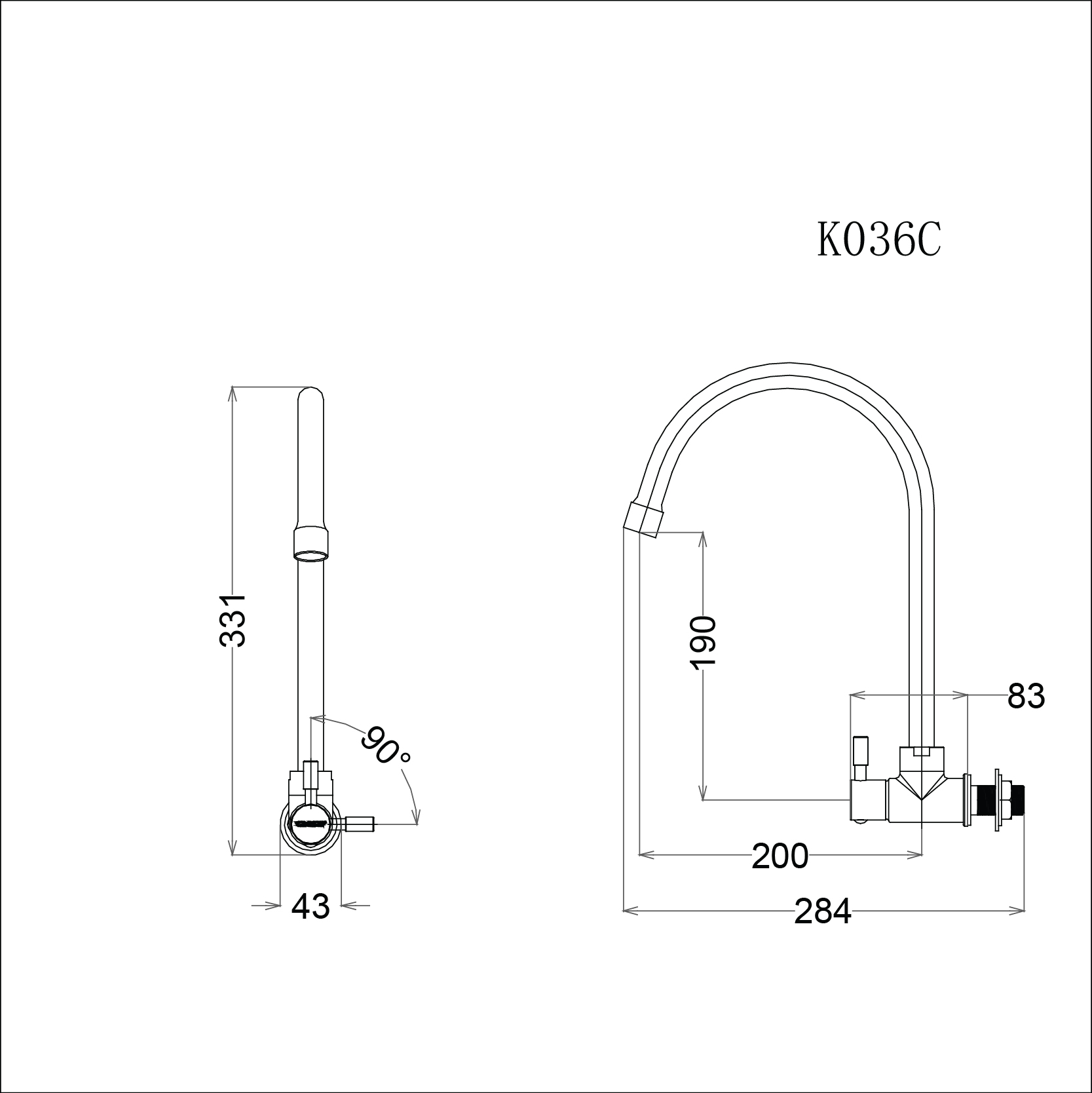 Vòi bếp lạnh gắn tường (âm tường) Caesar K036C