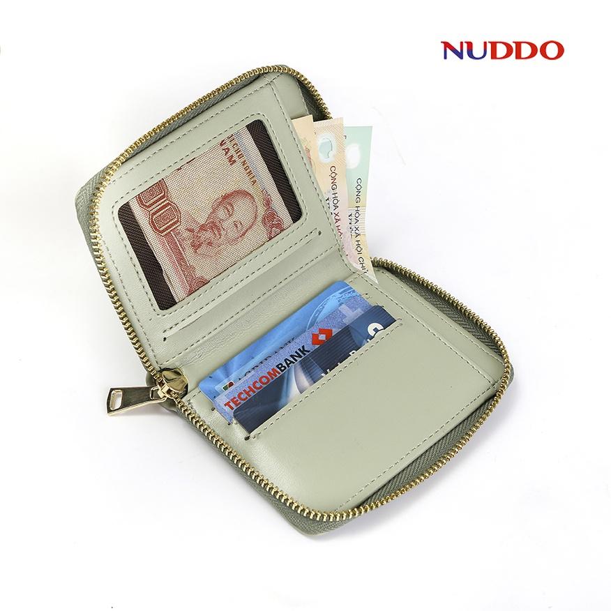 Ví Nữ mini cầm tay cao cấp NUDDO đựng tiền, thẻ, nhiều ngăn tiện dụng thiết kế dáng ngắn đẹp thời trang NUV002