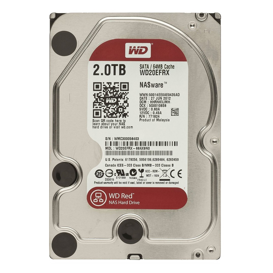 Ổ Cứng HDD Western Digital Red SATA III 2TB/64MB/5400RPM Cache - Hàng chính hãng