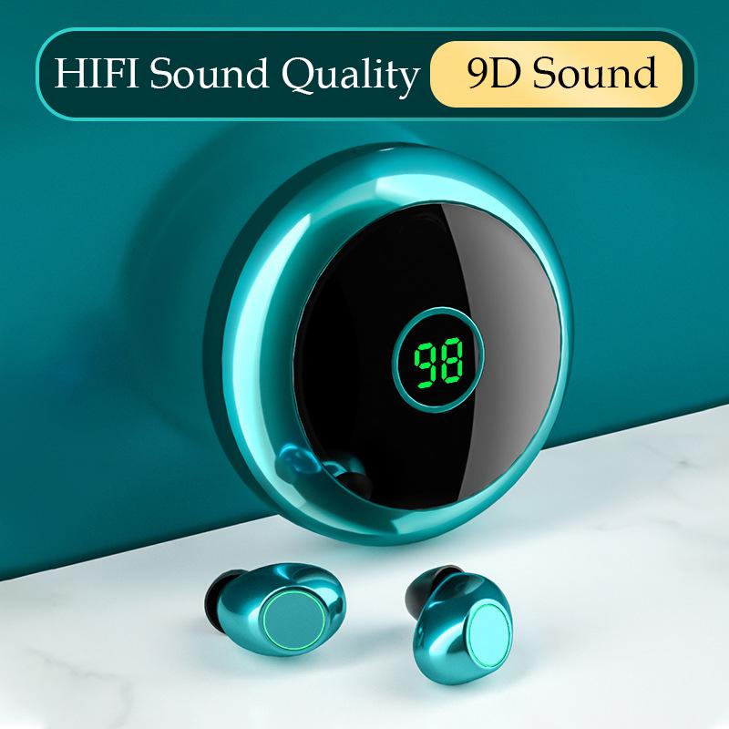 TWS Tai Nghe Nhét Tai Không Dây Bluetooth 5.0 Tai Nghe Tai Nghe Nhét Tai Thể Thao Tai Nghe Chống Thấm Nước Hình Tròn Box Sạc Cho Tất Cả Các Điện Thoại Thông Minh