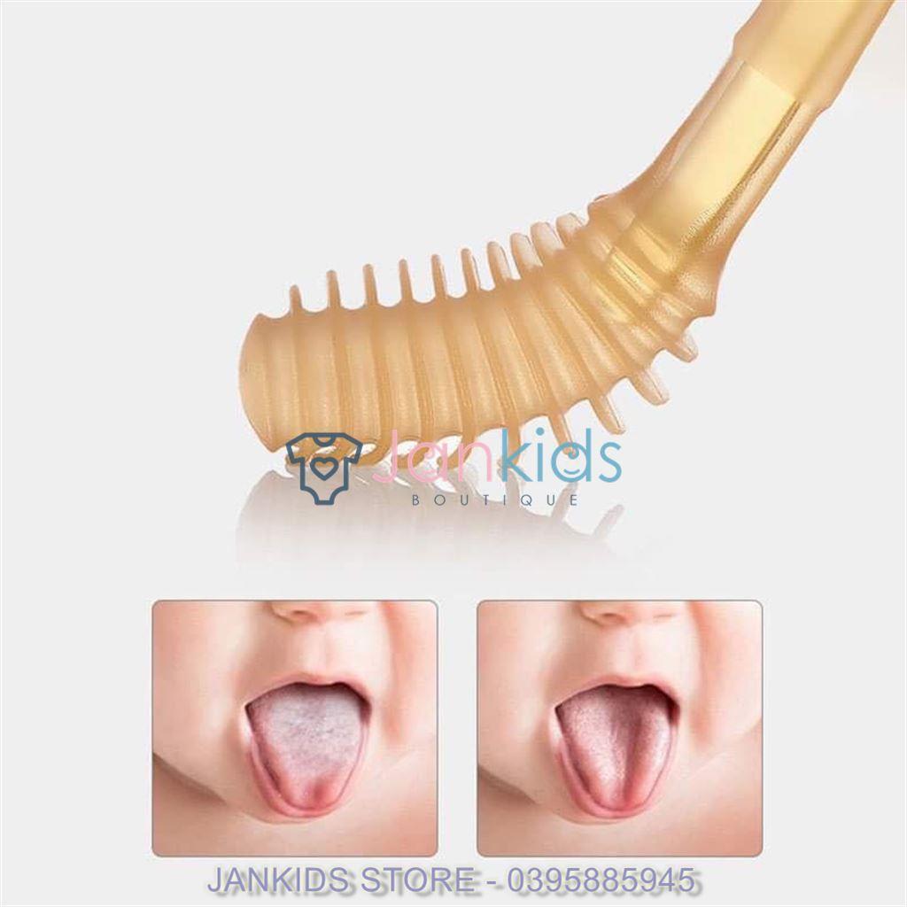 Set bàn chải, rơ lưỡi silicon siêu mềm cho bé 0-18 tháng