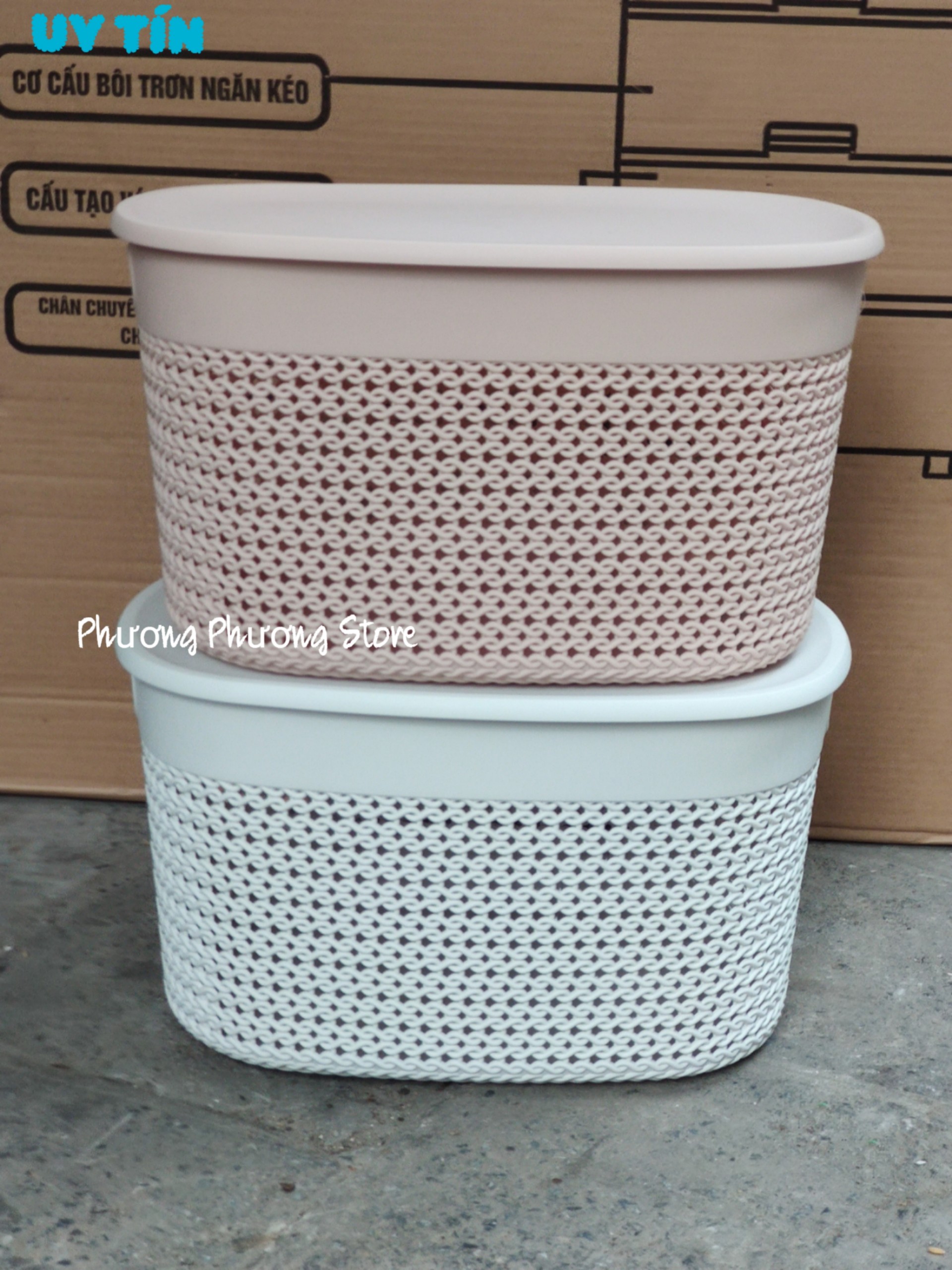 Giỏ Đựng Đồ kiểu Dáng Ô Van có nắp đậy Hàn Quốc