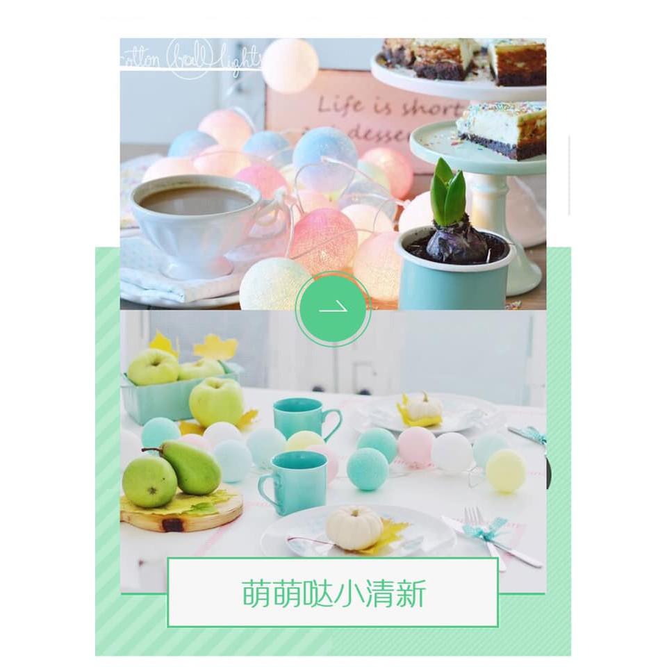 Dây Đèn Nháy 20 Quả Cầu Mây Nhiều Màu Trang Trí Ngày Tết ,Noel, Nhà Cửa