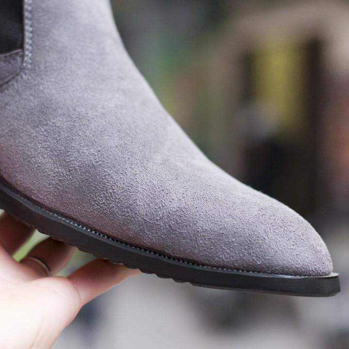 Chelsea Boot Nam Cao Cổ-CB548-XAM(ĐG)-Kèm Đón Gót Sừng