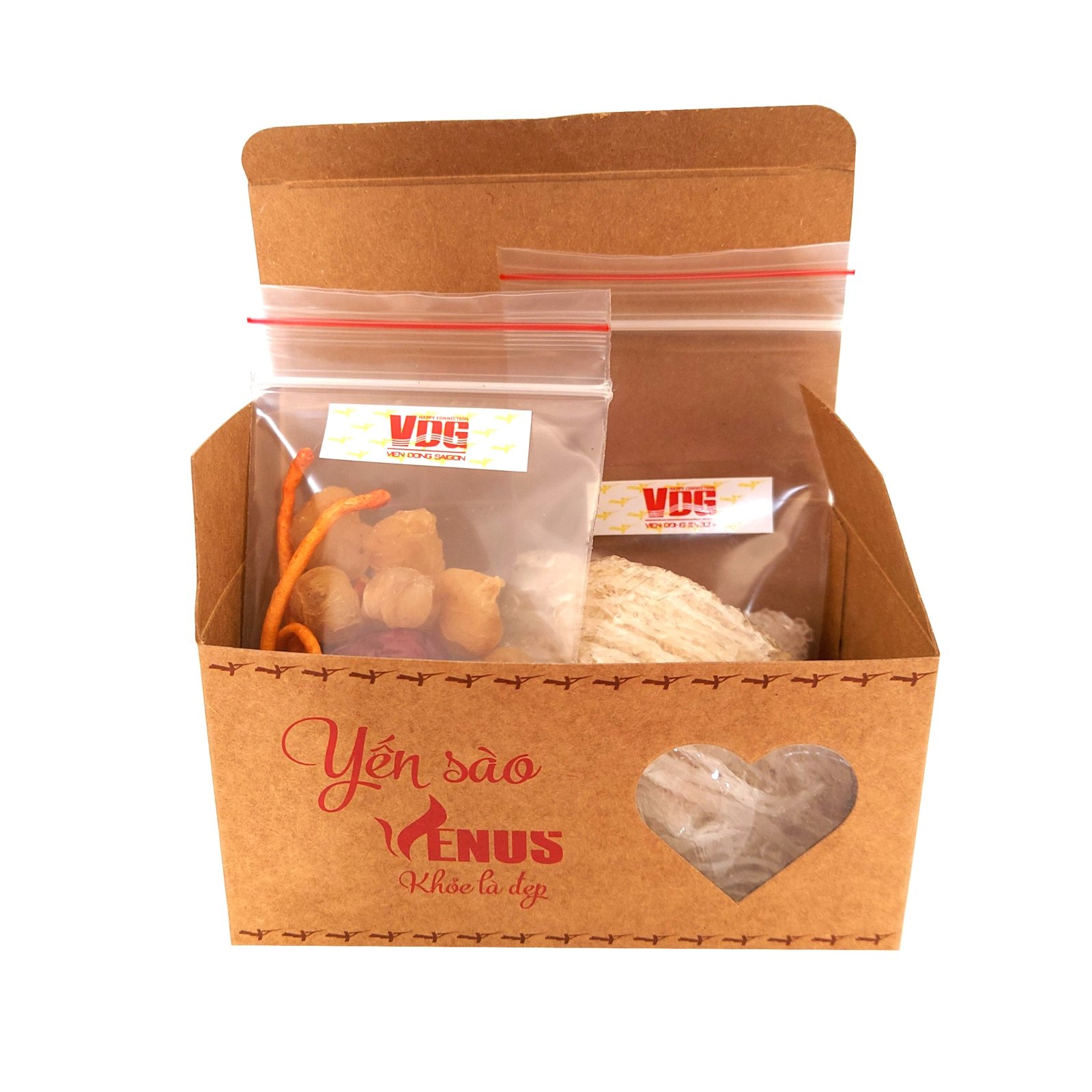 Yến sào tinh chế Venus 10g - Khỏe là đẹp, dưỡng nhan, tăng cường sức khỏe - Tặng đông trùng hạ thảo, táo đỏ, đường phèn -