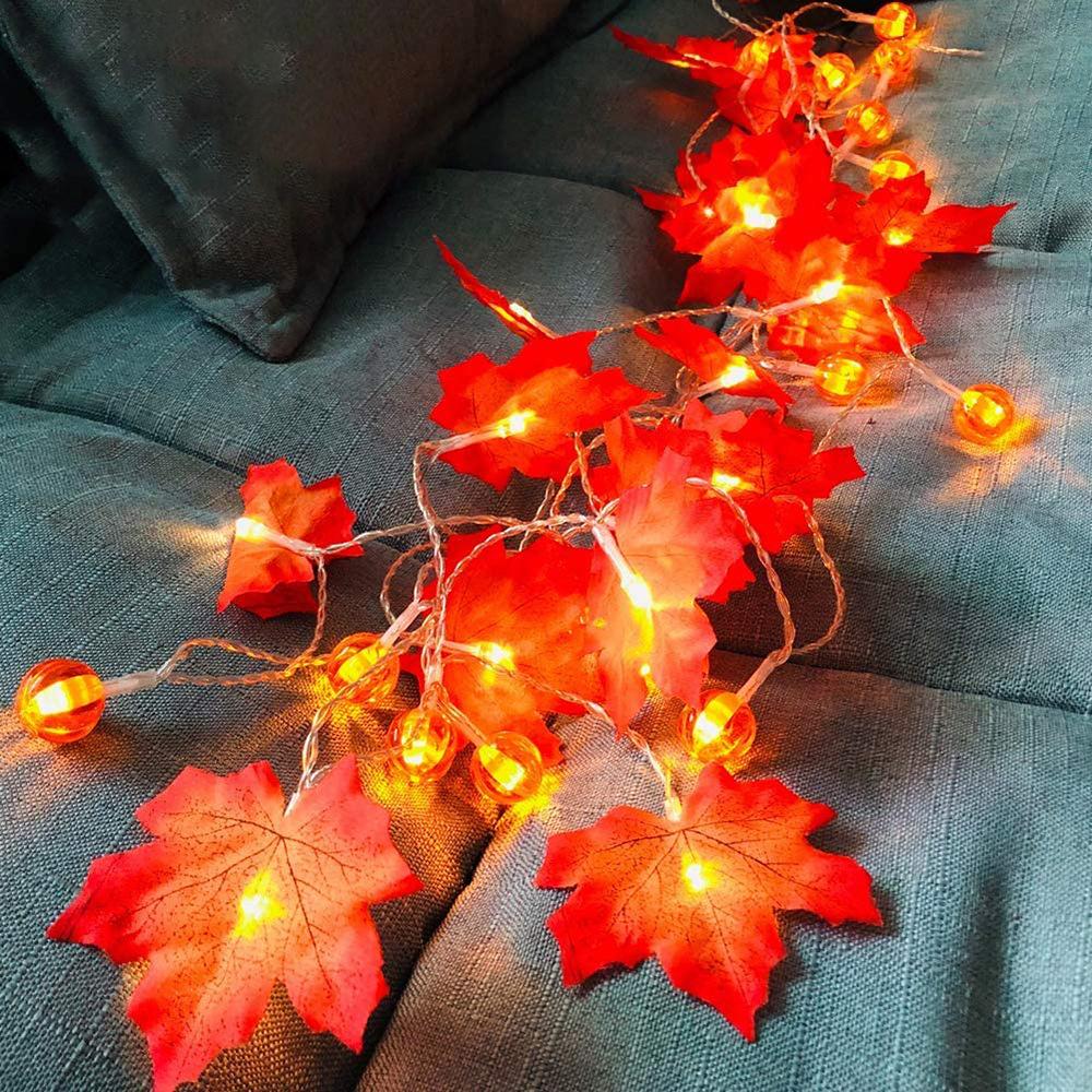 Dây đèn led hình bí ngô và lá phong dài 1.5/3m trang trí dịp halloween/ giáng sinh