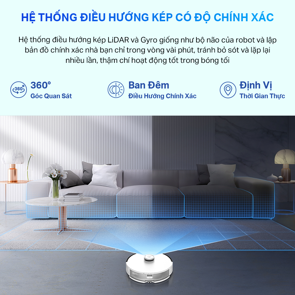 Robot Hút Bụi Và Lau Nhà TP-Link Tapo RV30C Mop / RV30C Mop Plus Điều Hướng LiDar & Gyro Công Suất 4200Pa - Hàng Chính Hãng