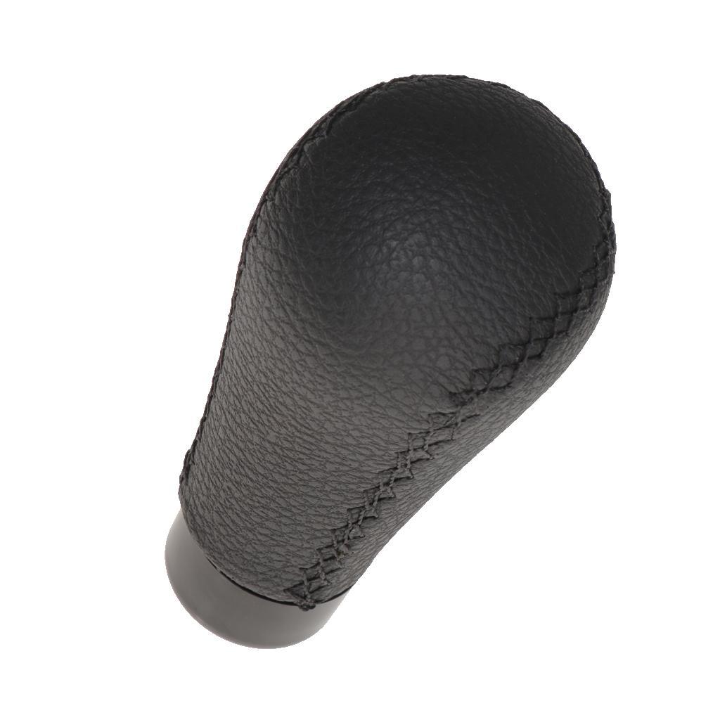 2X Universal Aluminum Leather Car Gear Shifter Lever Handle Knob Black