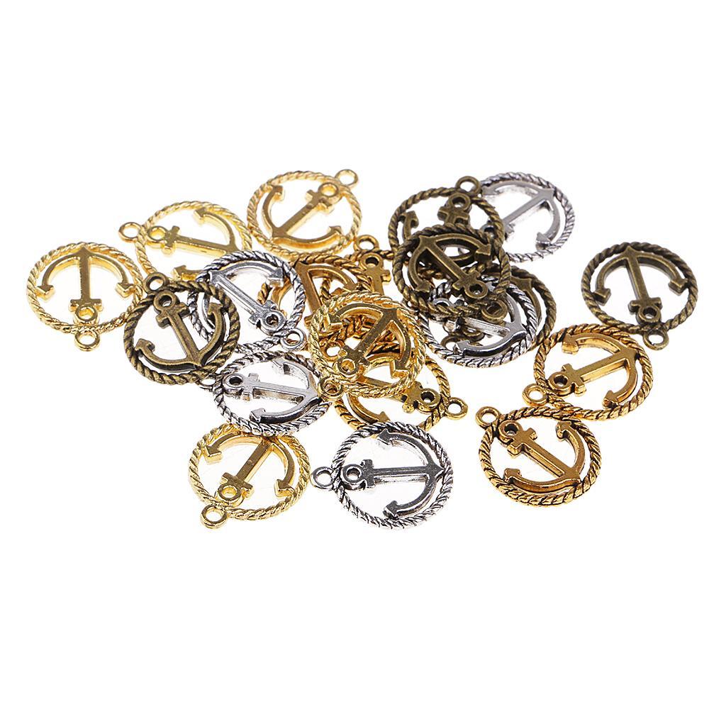 20 Pieces Alloy Hollow Anchor Pendants Charms Findings Jewelry Making Accessories
