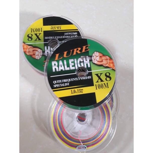Dây dù câu cá Lure Raleigh X8 dài 100m ( ĐỦ SIZE ) Dây dù PE 7 màu Raleigh X8 Siêu Bền hàng chất lượng Nhật Bản y hình