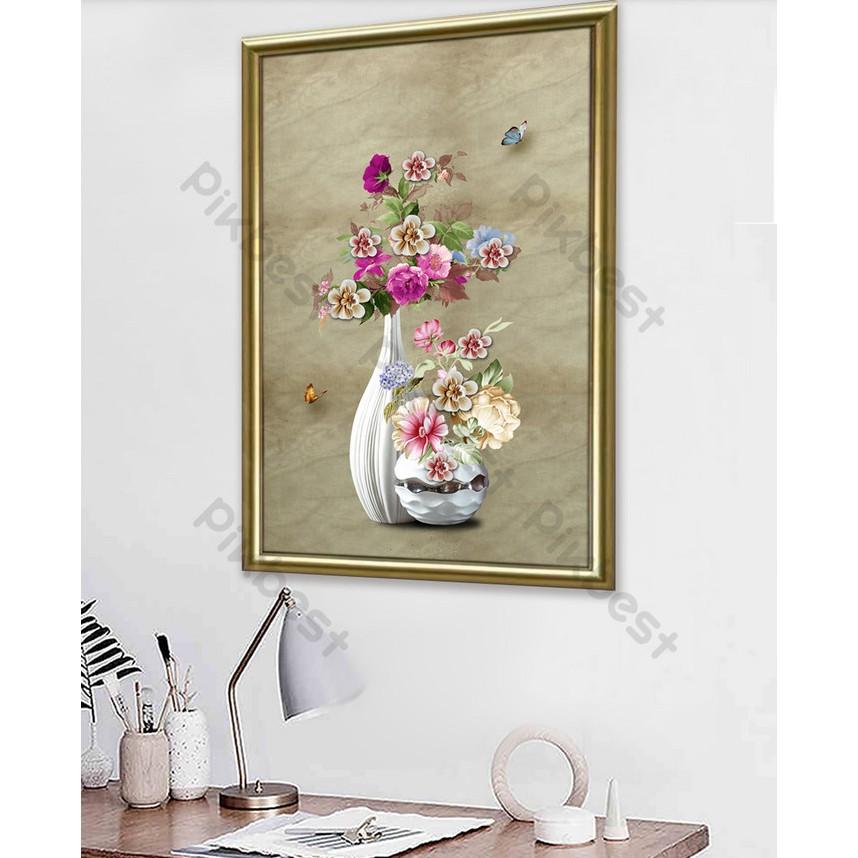 Tranh dán tường Bình hoa cao cấp sắc màu hiện đại, Tranh dán tường 3d hiện đại MS1208182