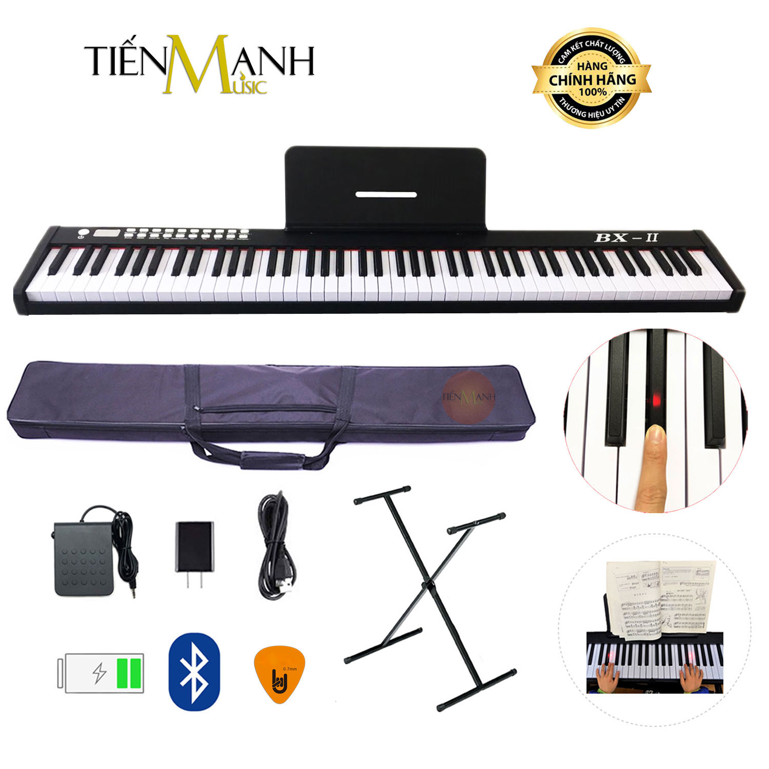 Đàn Piano Điện Bora BX-II - Đàn, Chân, Bao, Nguồn BX-02 - 88 Phím nặng Cảm ứng lực Có Loa BX2 Hàng Chính Hãng - Kèm Móng Gẩy DreamMaker