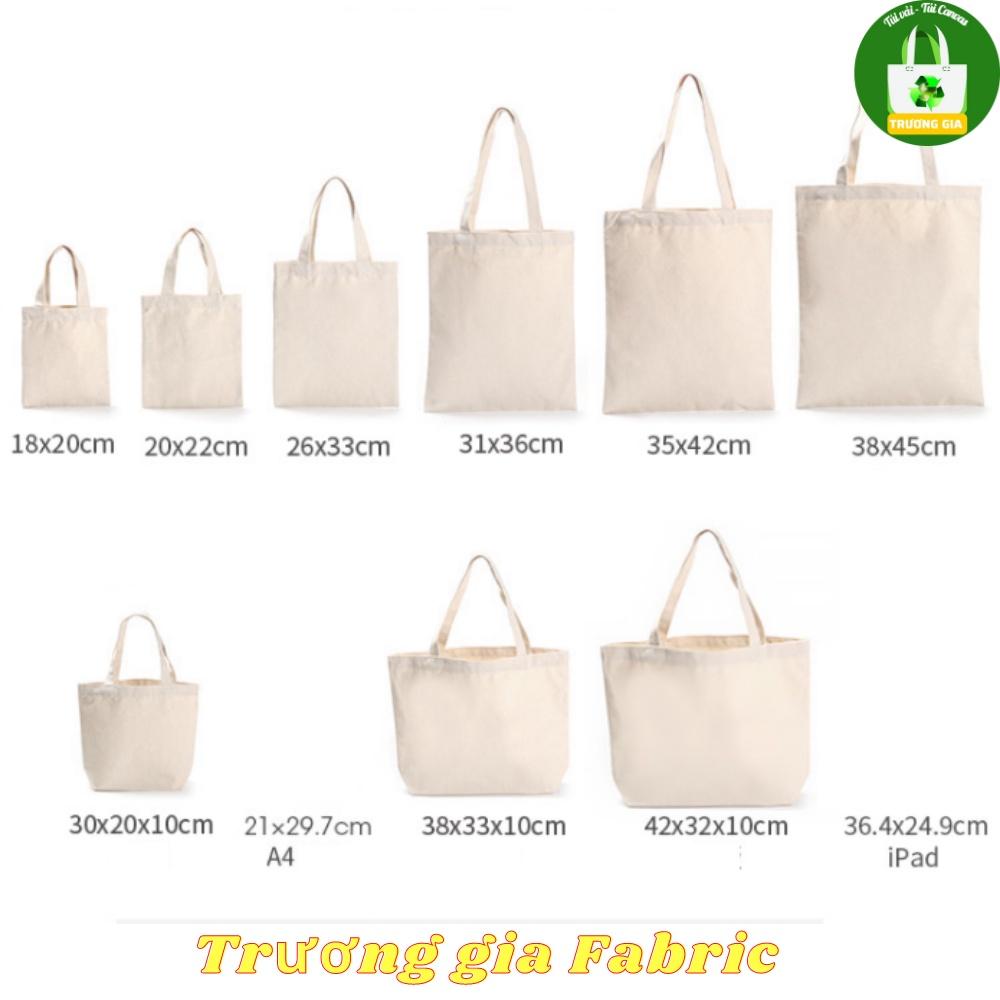 Túi vải Canvas trơn Trương Gia không khóa kéo Kích thước Cao 33cmx Rộng 26cm - Màu đen