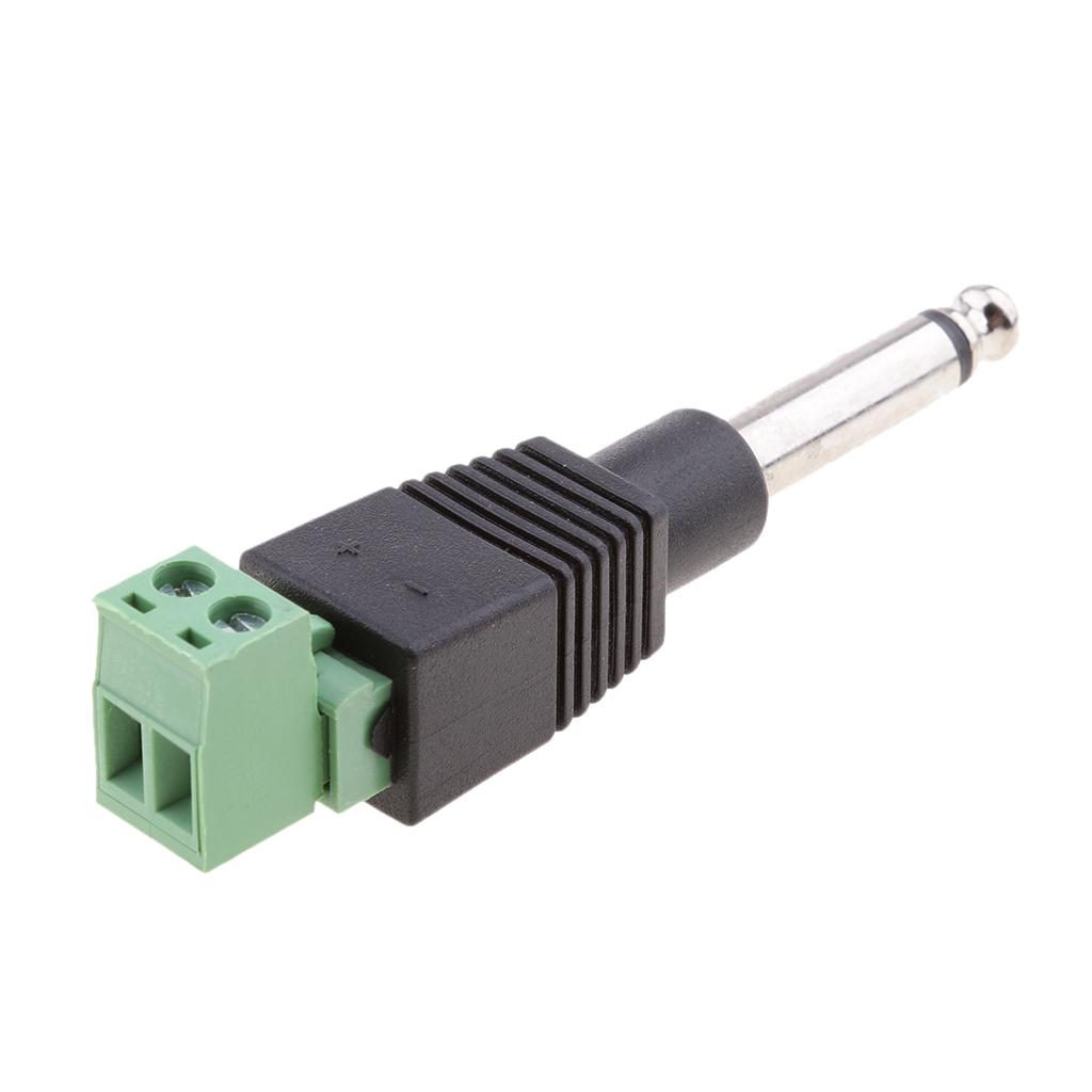 6.35mm 1/4inch Audio Mono Male Converter Adapter 5 Pieces with Screw Terminal Female for Microphone