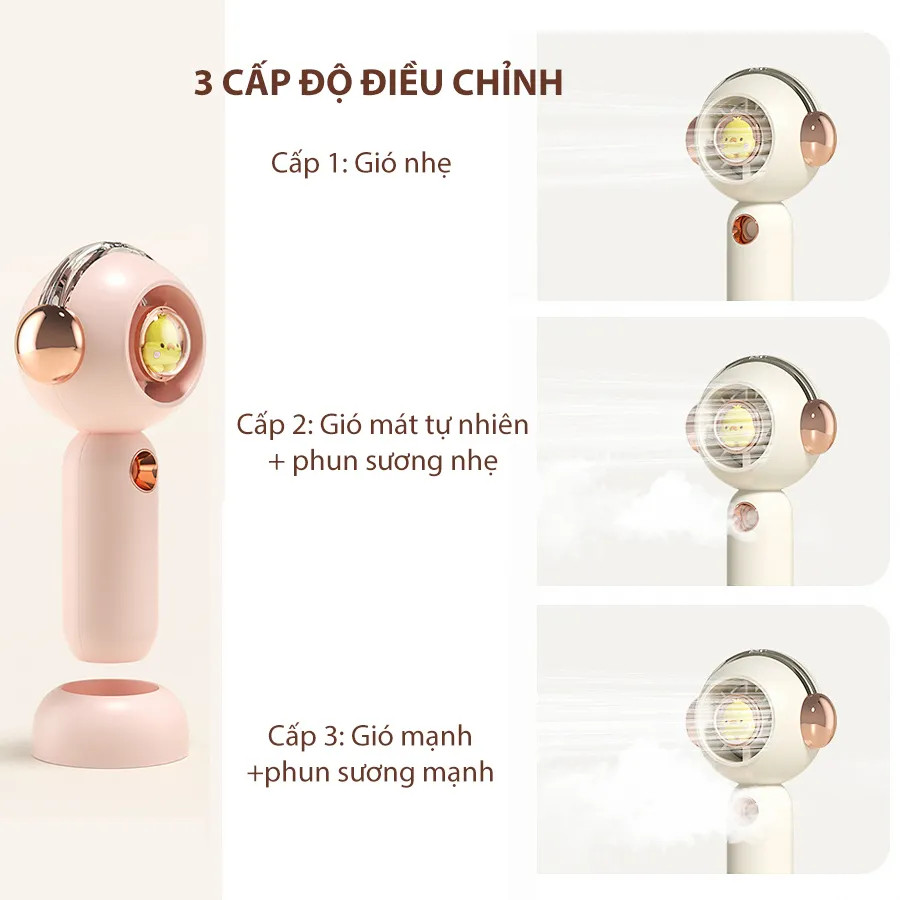 Quạt cầm tay mini phun sương, quạt phun sương 3 cấp độ điều chỉnh, hình con vịt vàng duck, sạc usb tích điện/ SPAY HAND FAN Hàng chính hãng nhập khẩu