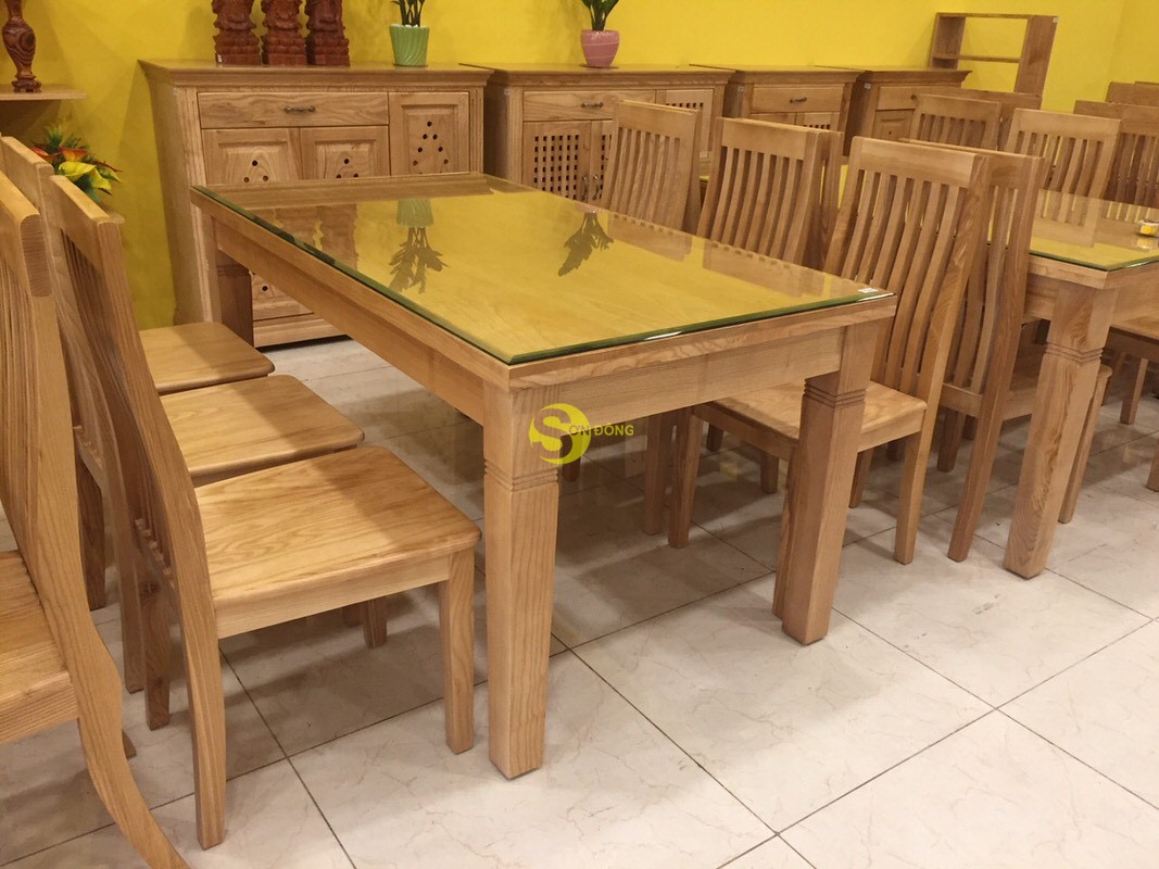 Bộ bàn ăn gỗ sồi chữ nhật tiêu chuẩn xuất khẩu
