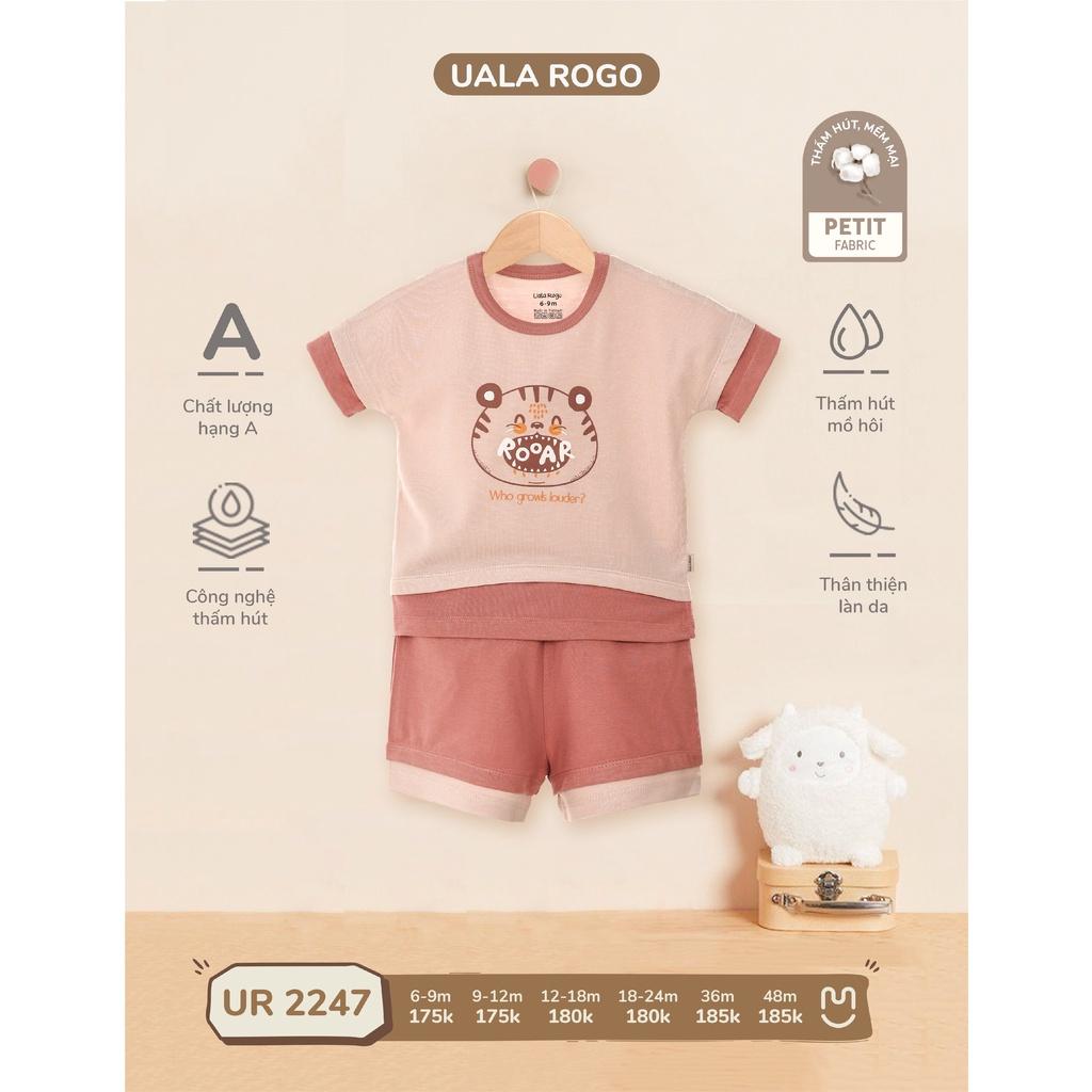 Bộ quần áo bé trai UalaRogo cộc tay 6 tháng đến 4 tuổi cotton tăm cổ tròn