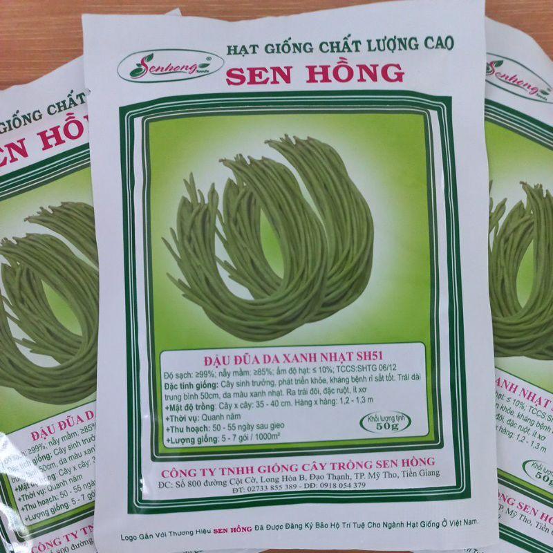 Hạt giống đậu đũa da xanh nhạt SH51 Sen Hồng 50g