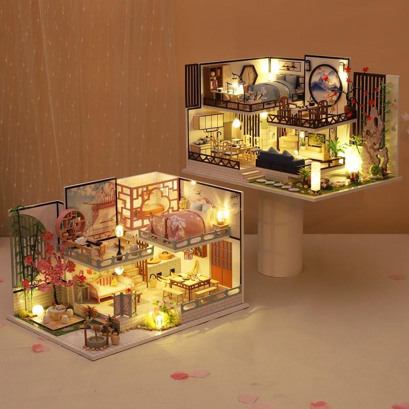 Mô hình nhà DIY Doll House Yaqin Court Kèm Mica Chống bụi