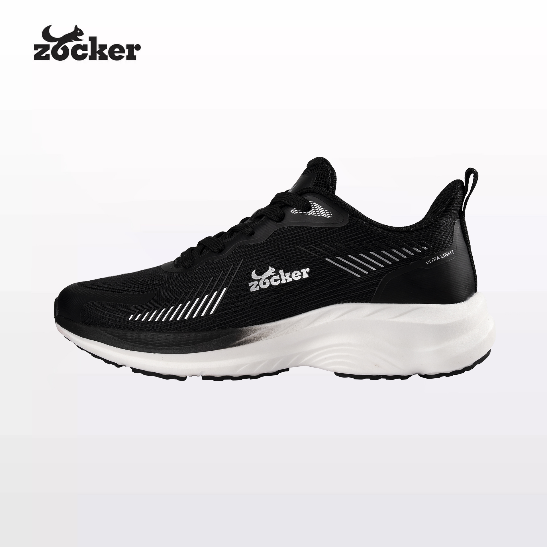 Giày chạy bộ Zocker ZCB ULTRA LIGHT Black, Siêu Nhẹ, Siêu Bền, Siêu Nảy, Tặng Kèm Tất Dệt Kim Cao Cấp
