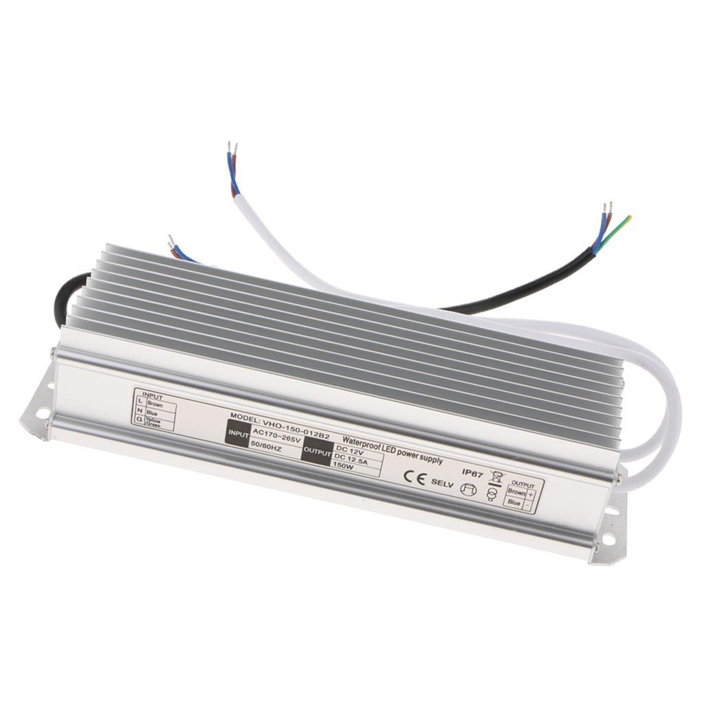 LED Power Supply 150W DC 12V,AC 85-265V/175-265V Driver Transformer Waterproof IP67 Suitable for LED Strip Light