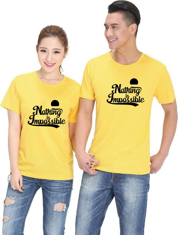 Bộ Áo Thun Đôi Nam Nữ Màu Vàng A581