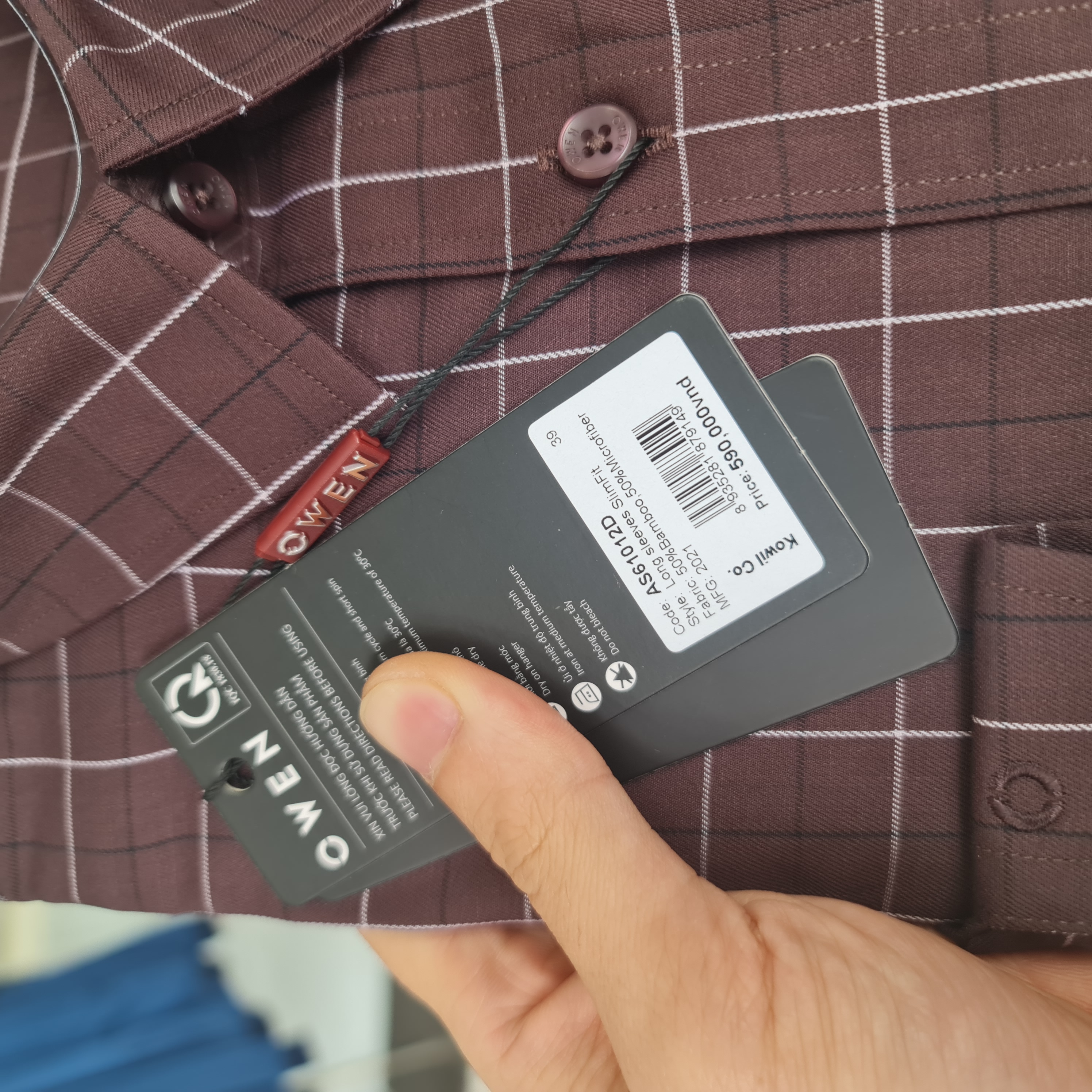 OWEN - Áo sơ mi nam dài tay dáng SLIMFIT sợi Tre - Mã AS61012D