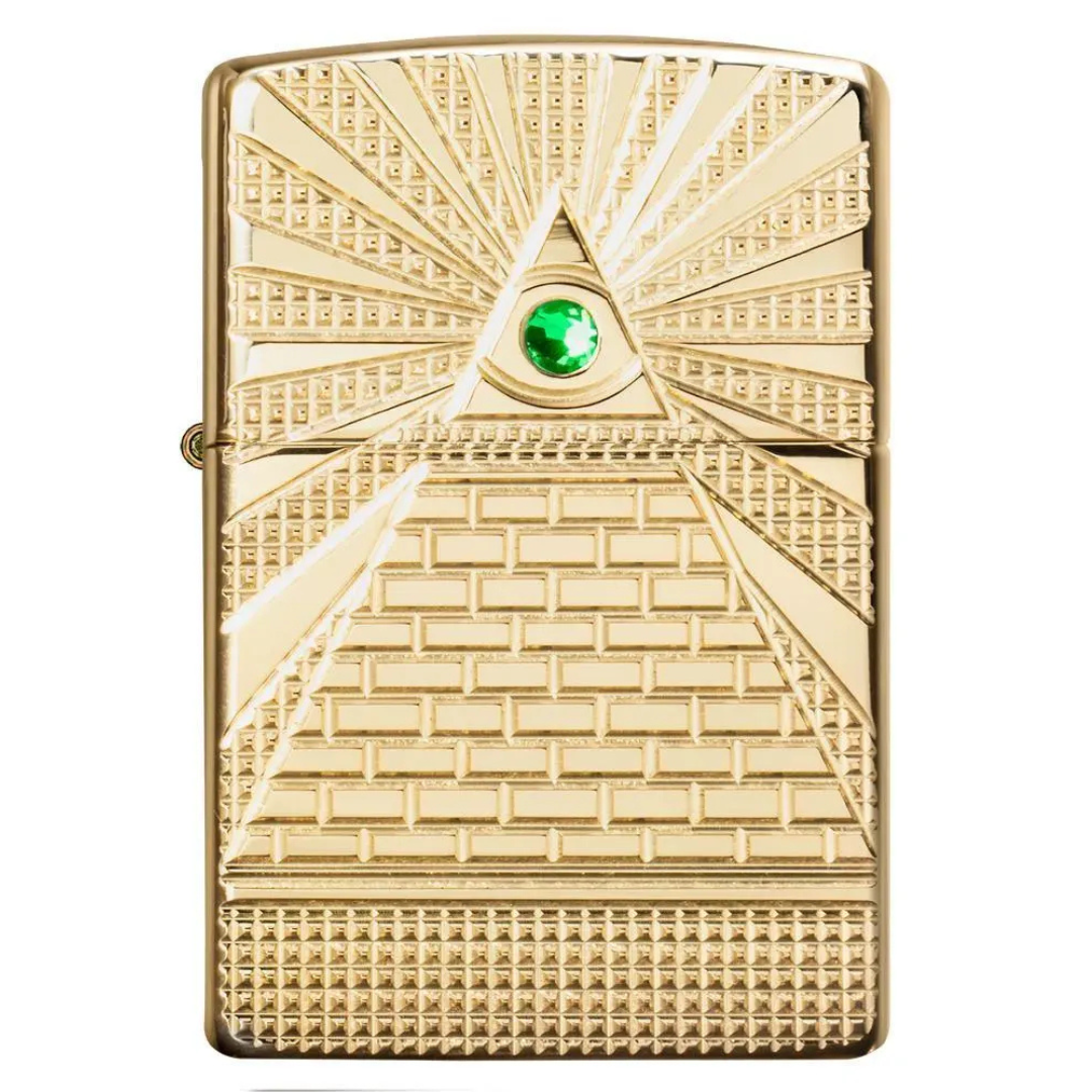 Bật lửa Zippo 49060 Armor Eye of Providence Design - Dòng Vỏ Dày Mạ Vàng Đính Đá Pha Lê Chính Hãng Mỹ, Chạm Khắc Sâu Cao Cấp