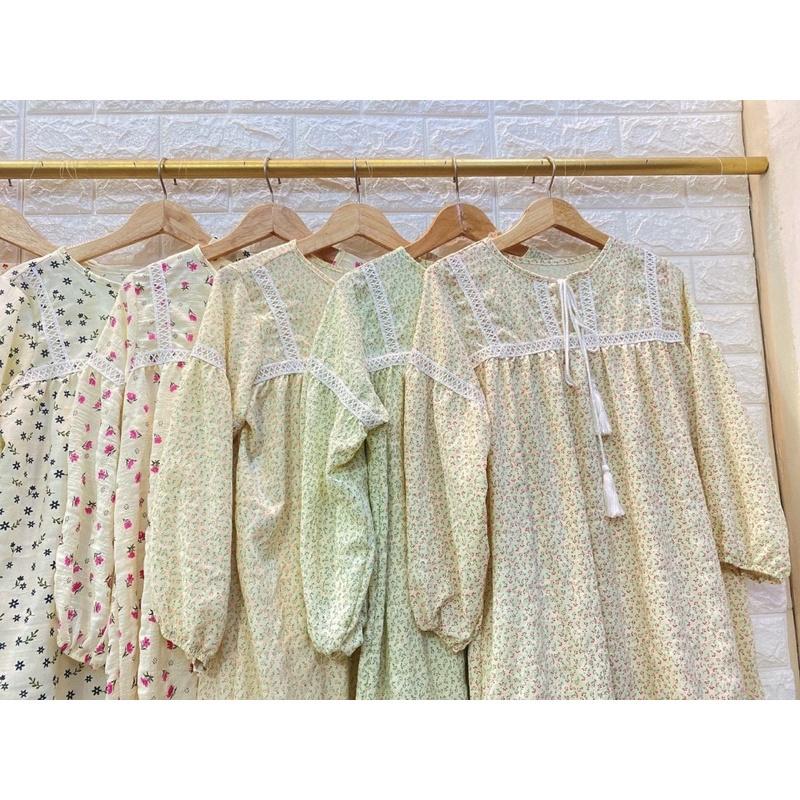 Váy babydoll hoa nhí chất xịn đi chơi đi biển bầu bì bon chen cực xinh bkfrreship