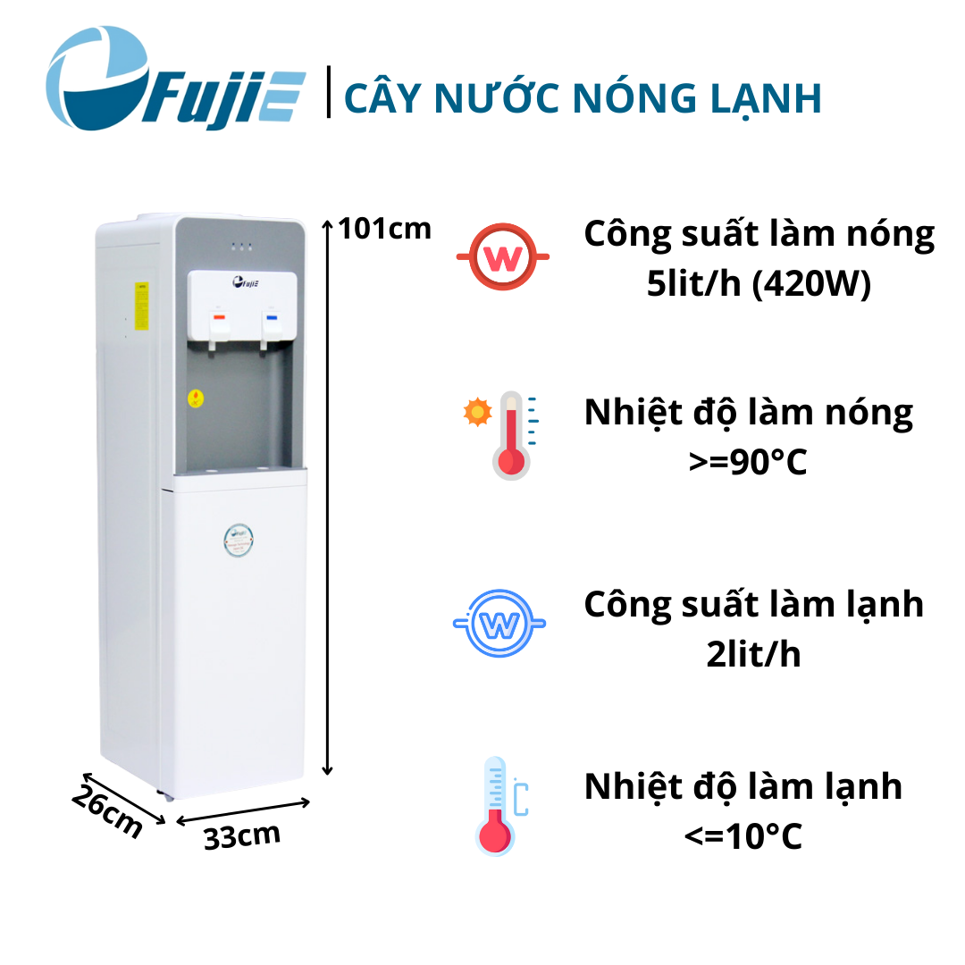 Cây nước nóng lạnh FujiE WD1900C công nghệ Nhật Bản làm lạnh bằng block đạt chuẩn quốc tế - Hàng nhập khẩu