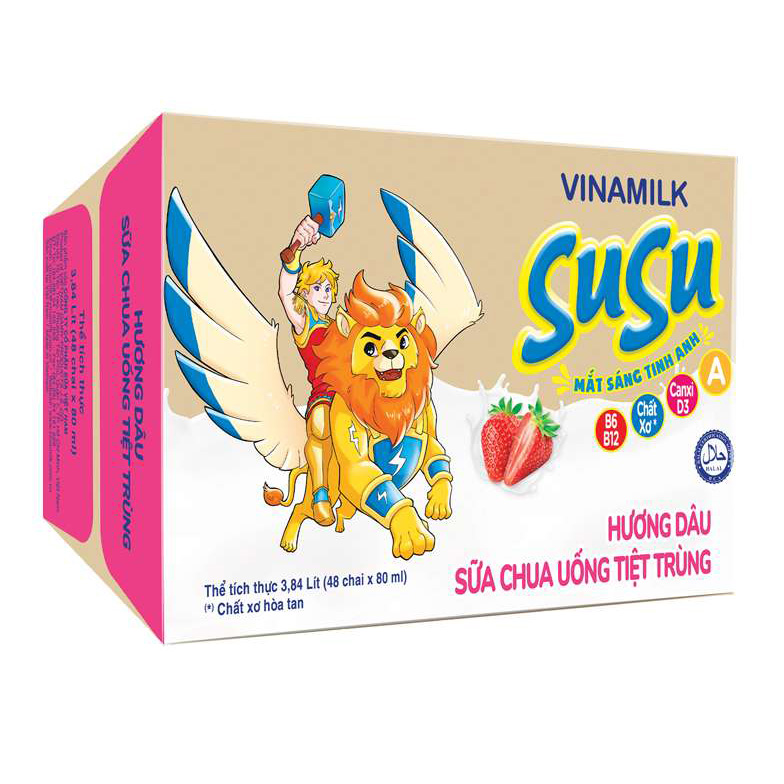 Thùng 48 Chai x 80ml Sữa Chua Uống Vinamilk Susu Hương Dâu