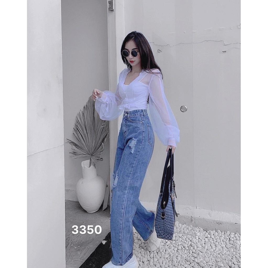 Quần jean nữ - Quần baggy nữ cao cấp dáng suông phong cách Ulzzang chất liệu bò dày dặn