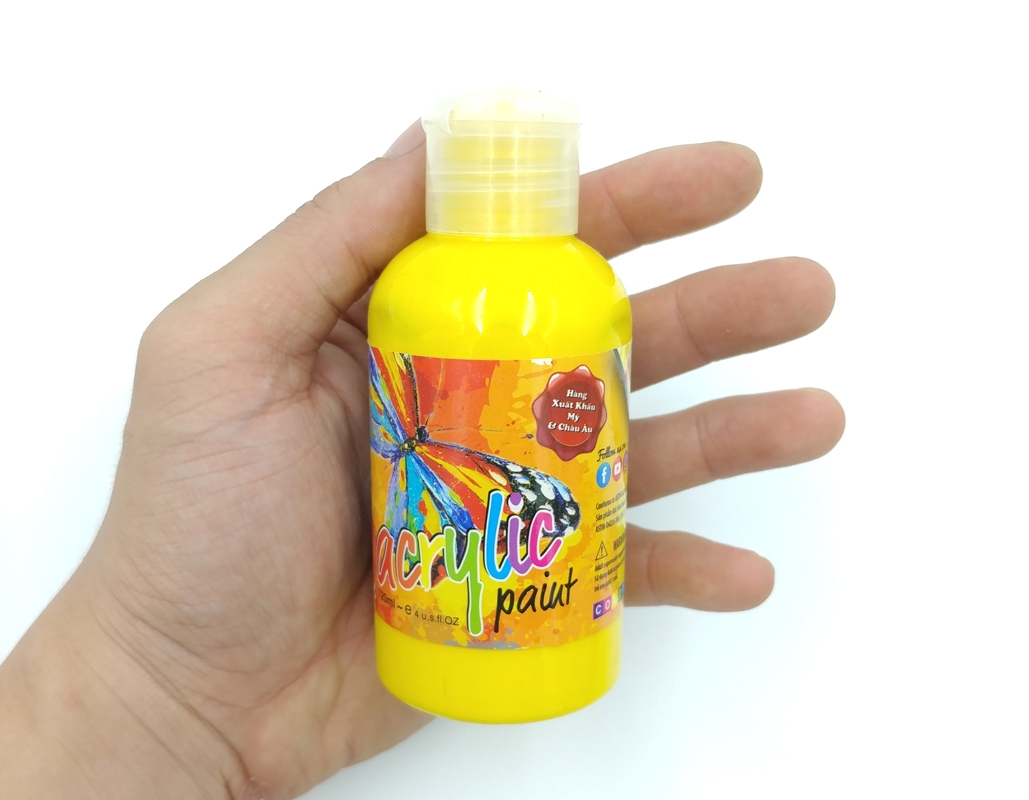 Chai Màu Vẽ Acrylic 120ml - Mẫu 3 - Màu Vàng