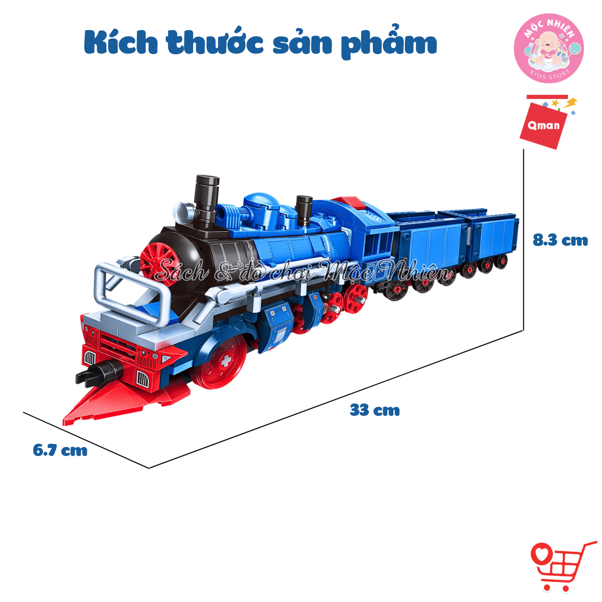 Đồ chơi lắp ráp, xếp hình Qman 42206 - Tàu hỏa hơi nước vintage (517 mảnh ghép)