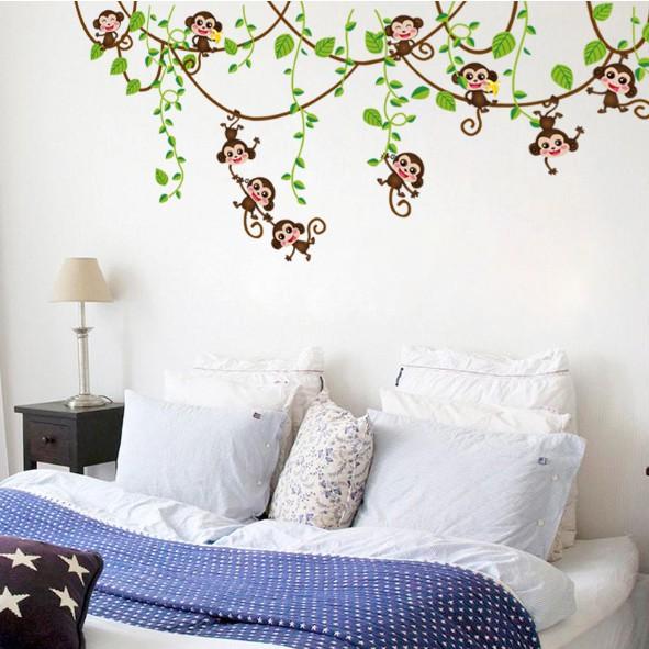 DDecal dán tường trang trí - Dây leo Monkey cho BÉ