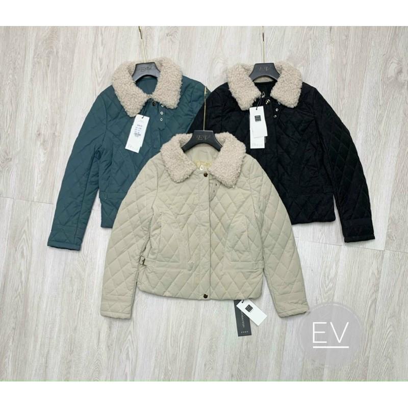 Áo phao da trám cổ lông lót lông mã 8821 hàng chuẩn tag mác