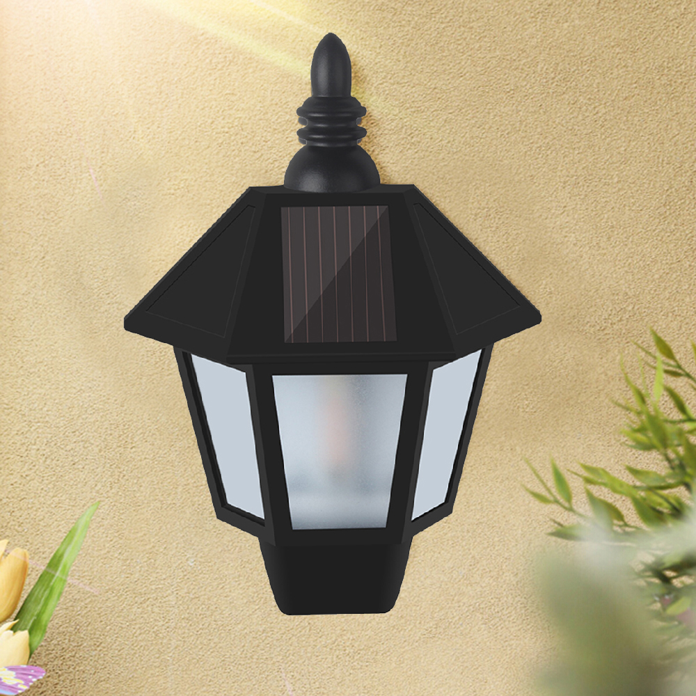 Đèn LED năng lượng mặt trời, hình lục giác, treo tường, phong cách cổ điển