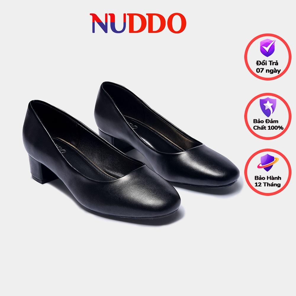 Giày cao gót thời trang công sở Nuddo 3p gót vuông da mềm phong cách Hàn Quốc NU008