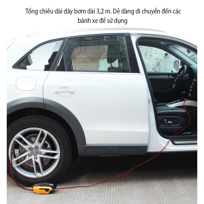 Bơm Lốp Ô Tô ĐỒNG HỒ Cơ Dung Tích XILANH LỚN Bơm Khỏe, Tích Hợp Đèn Chiếu Sáng Siêu Bền Bỉ