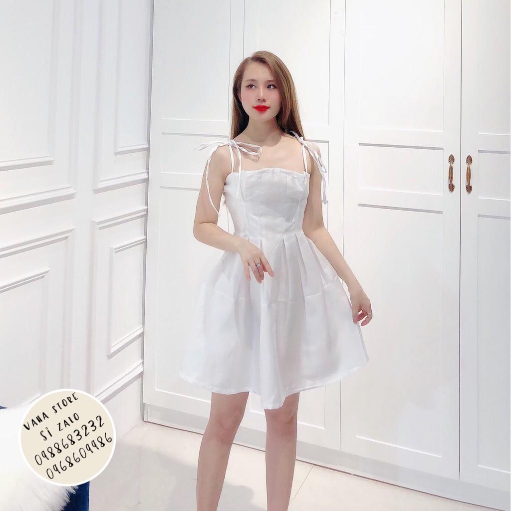Đầm - Váy 2 Dây Dáng Bồng Công Chúa Mặc Sự Kiện Hoặc Dạo Phố Buổi Tối Xinh Xỉu Cho Các Nàng