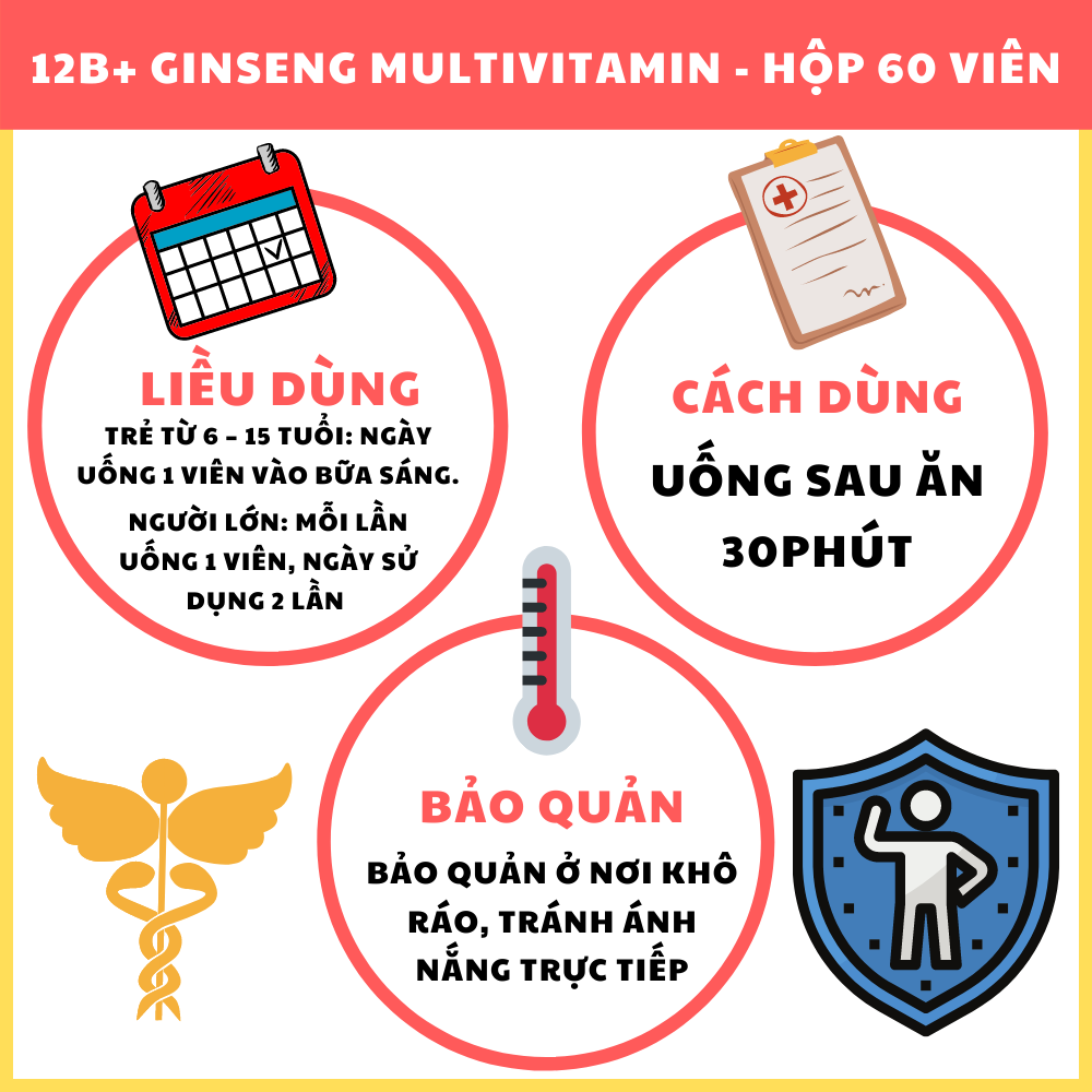 Nhân sâm GINSENG MULTIVITAMIN - Bổ sung vitamin và dưỡng chất, Giúp bồi bổ sức khỏe, Nâng cao sức đề kháng, Tăng cường miễn dịch, Nâng cao thể lực và trí lực