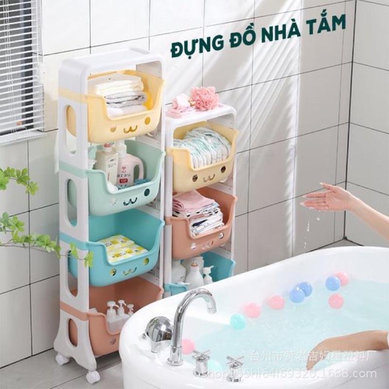 Kệ gấu Hokori Việt Nhật đựng đồ đa năng- Kệ nhựa hình gấu 2,3,4 tầng có bánh xe di chuyển 5576