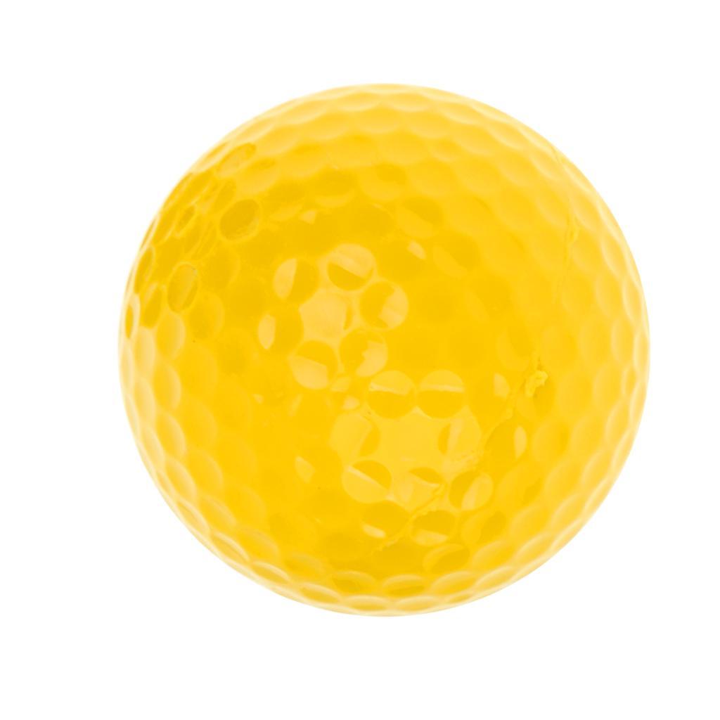 2xElastic Synthetic Rubber Golf Ball Training Practice Ball Yellow 42.6mm